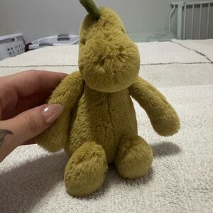 SOLD Small bashful dinosaur Plush Green Stuffed Toy